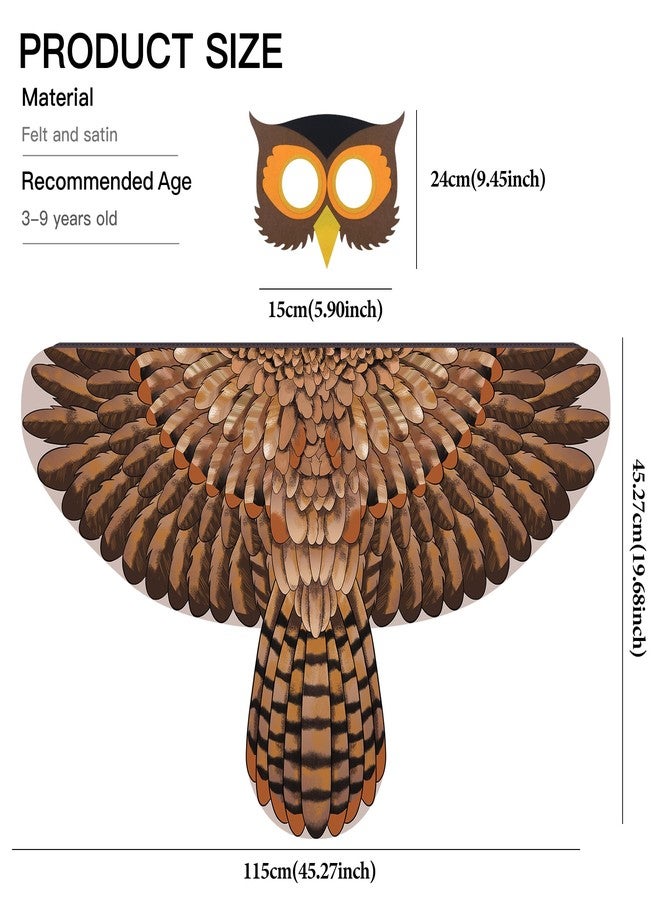 D.Q.Z Bird-Wings-Costumes for Kids with Bird Masks, 3 Pack Eagle Owl Wings for Boys Girls Halloween Dress Up Party Supplies (Owl) - Image 5
